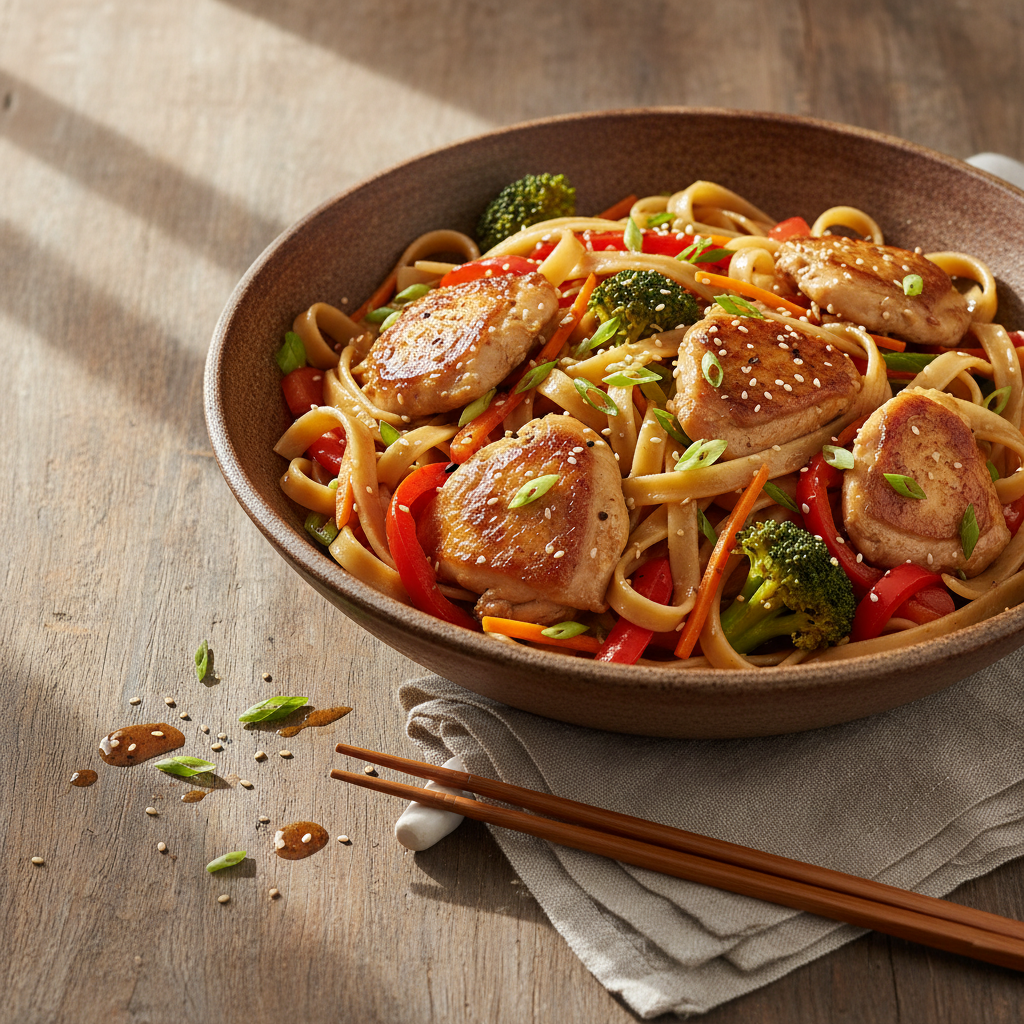 Sauté Asiatique Poulet-Pâtes