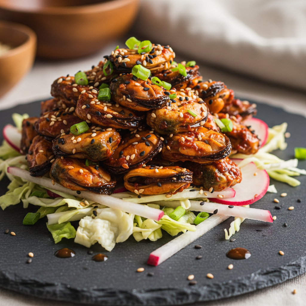 Salade coréenne de moules épicées