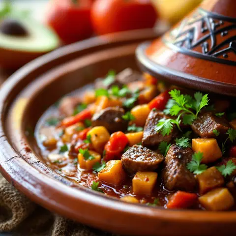 Bœuf sauté aux poivrons et aubergine, à la marocaine