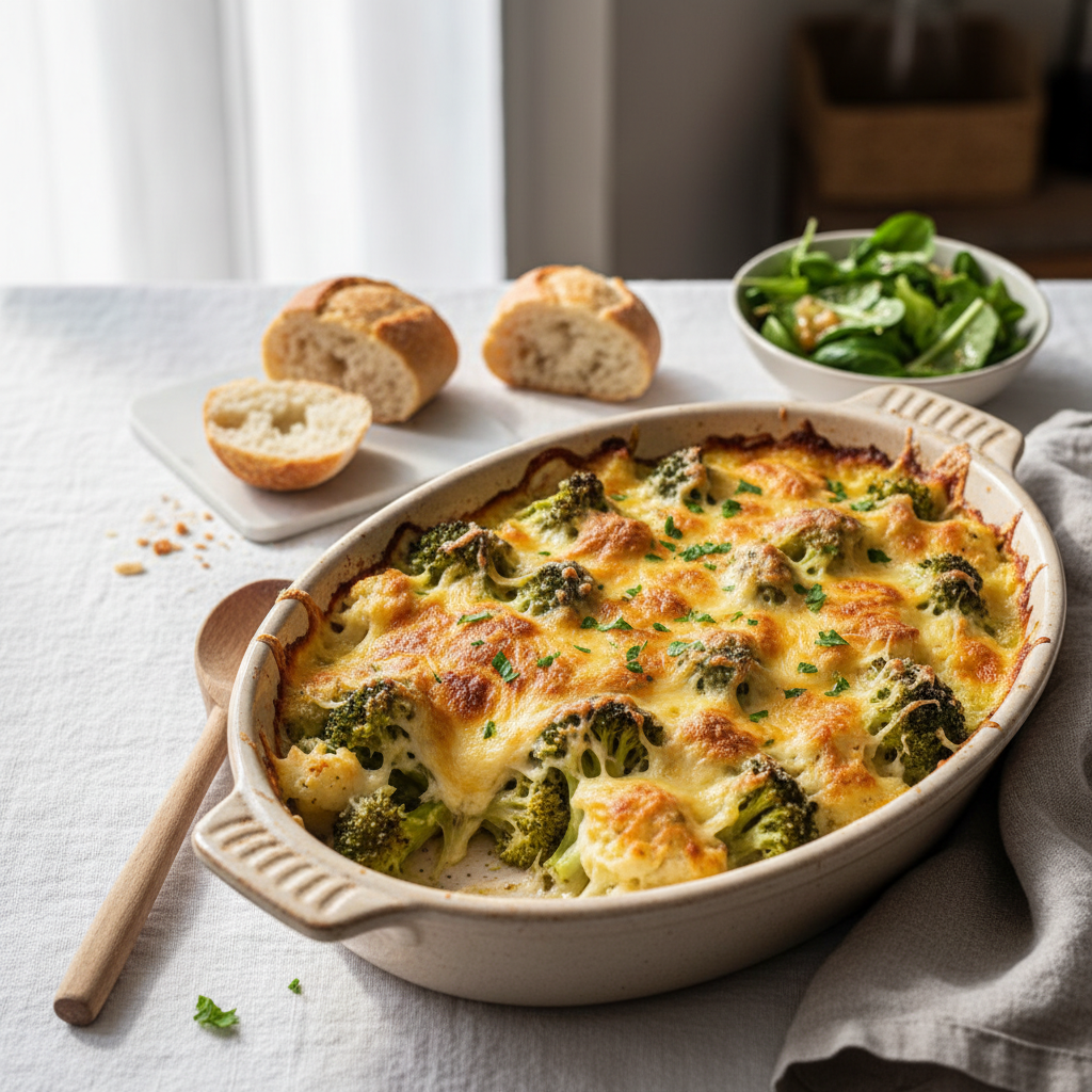 Gratin de Brocoli et Chou-fleur au Gruyère