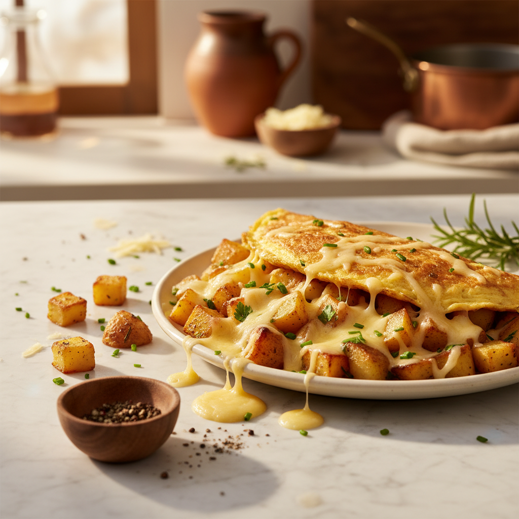 Omelette pomme de terre et fromage