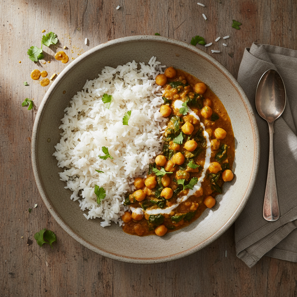 Curry de Pois Chiches et Épinards