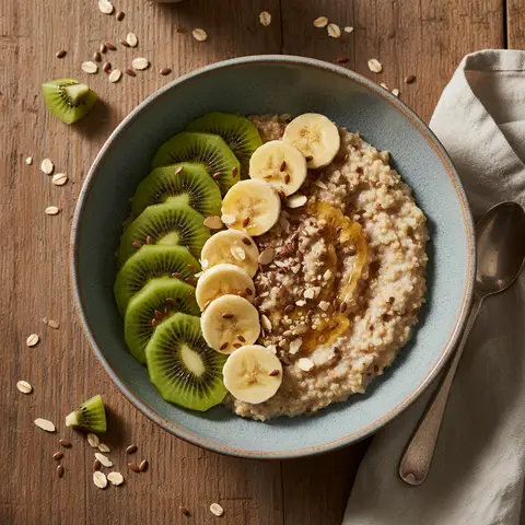 Oatmeal and Quinoa Bowl with Kiwis and Bananas