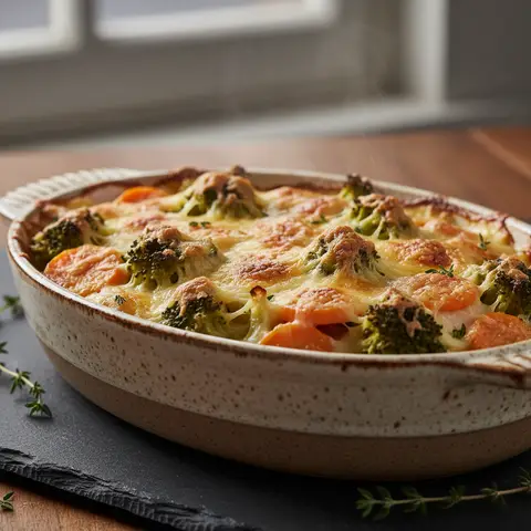 Brokkoli- und Karotten-Gratin mit Gruyère
