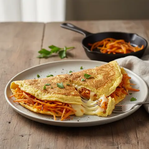 Omelett mit Karotten und Käse