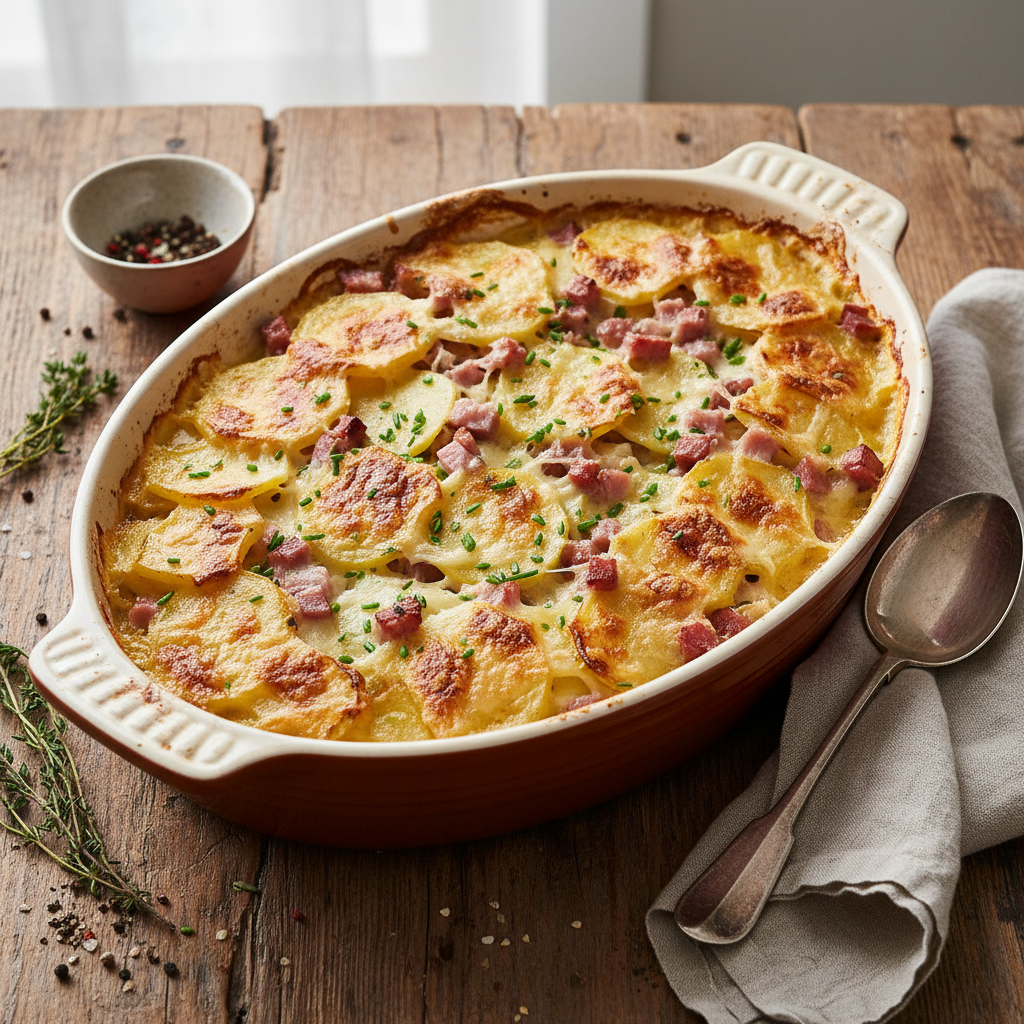 Gratin de pommes de terre et jambon