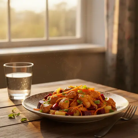 Hähnchen mit Gemüse aus dem Kühlschrank