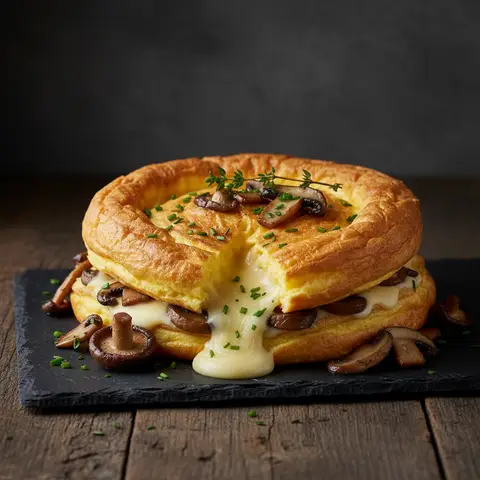 Soufflé Omelet with Mushrooms and Cheese