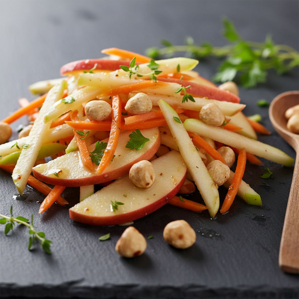 Salade de pommes, carottes et noisettes