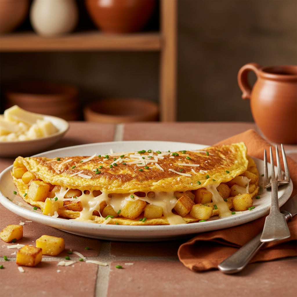 Omelette paysanne pomme de terre et fromage
