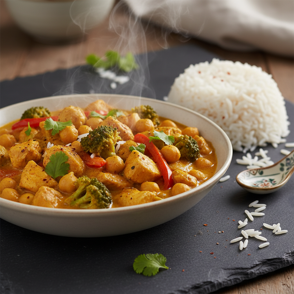 Curry de Poulet aux Brocolis et Pois Chiches