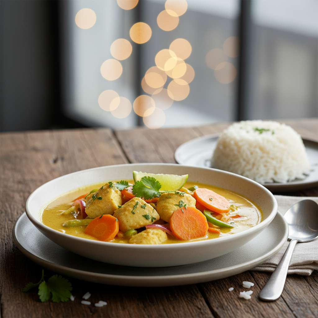 Curry de poisson aux légumes et lait de coco