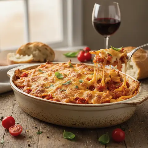 Farfalle-Auflauf mit Tomaten und Käse