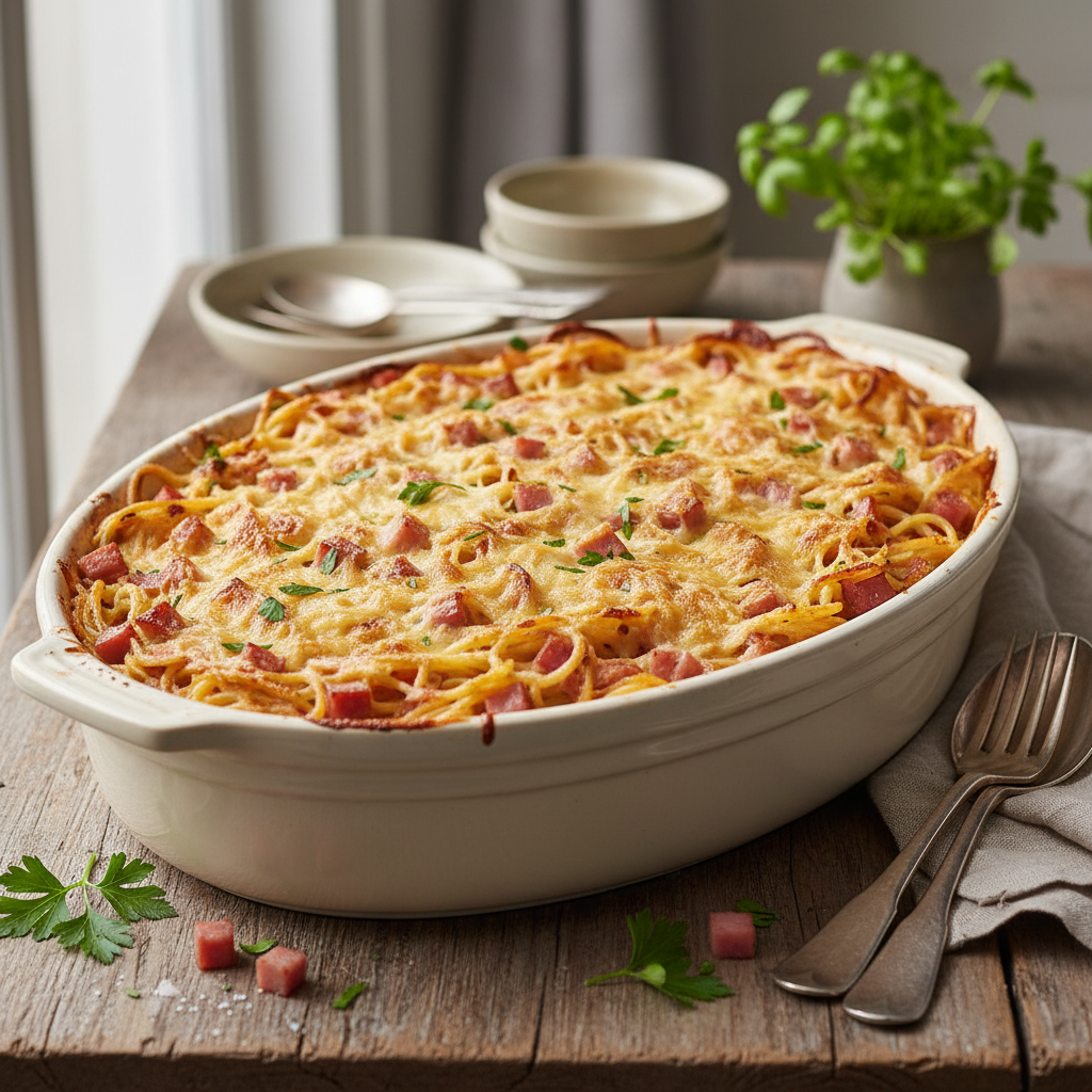 Gratin de Spaghettis au Jambon