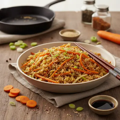 Riz Sauté aux Carottes et Poireaux
