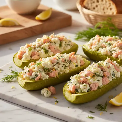 Zucchini Boats Stuffed with Salmon and Lemon Ricotta