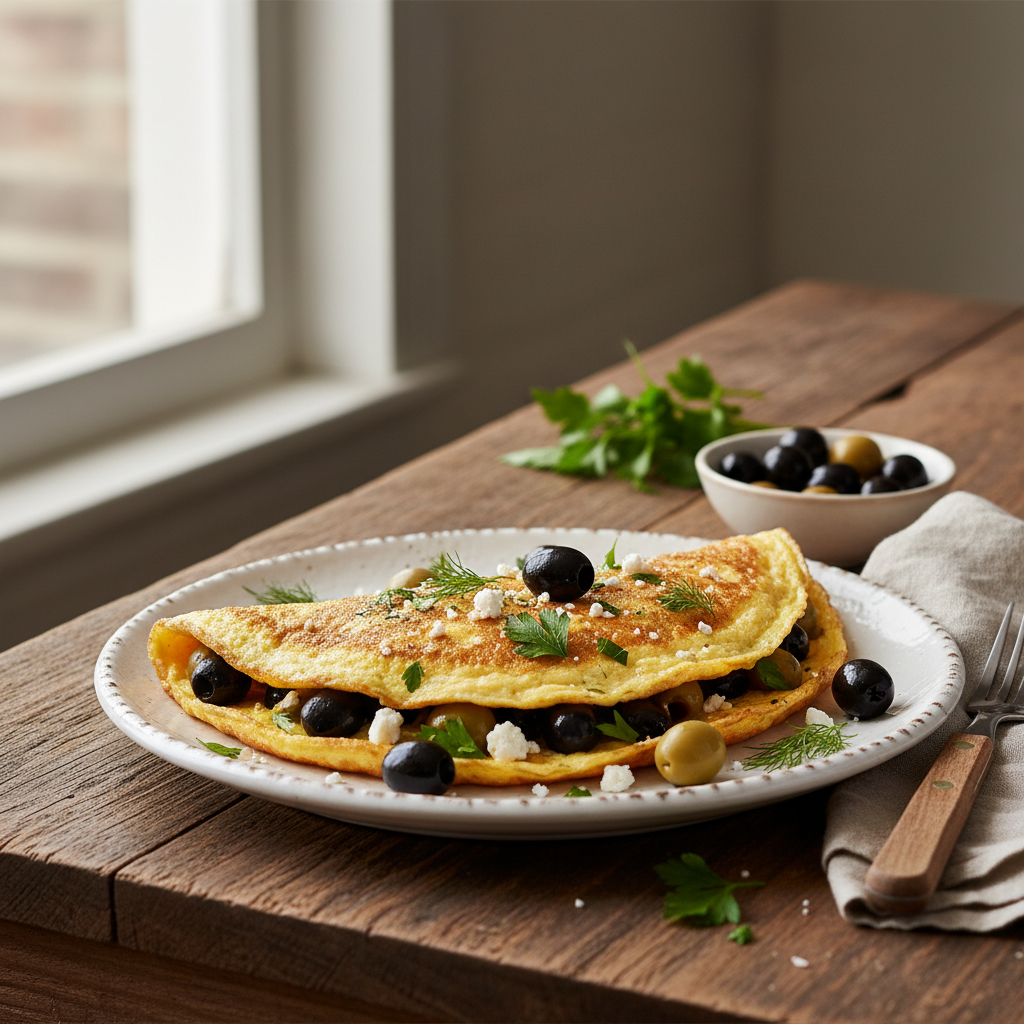 Omelette aux Olives et Herbes