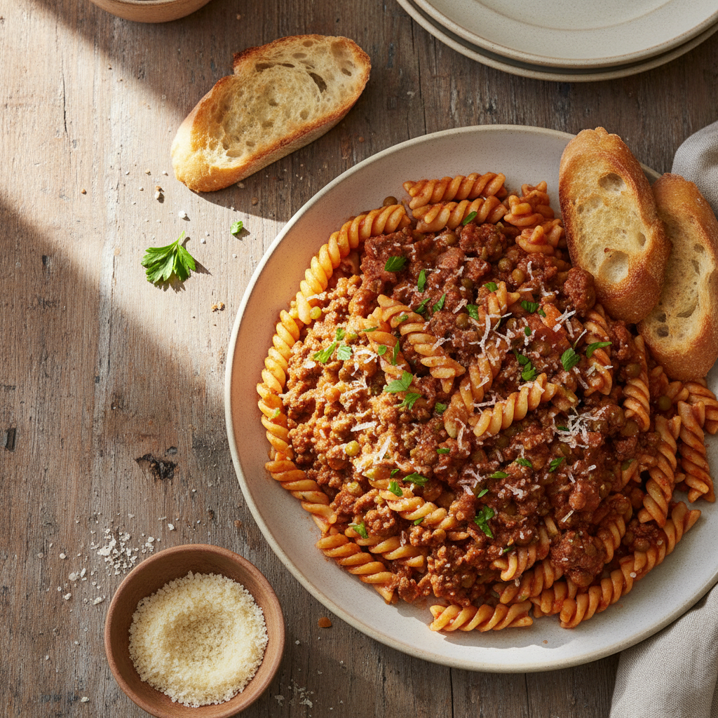 Pâtes Bolognaise Simple aux Lentilles