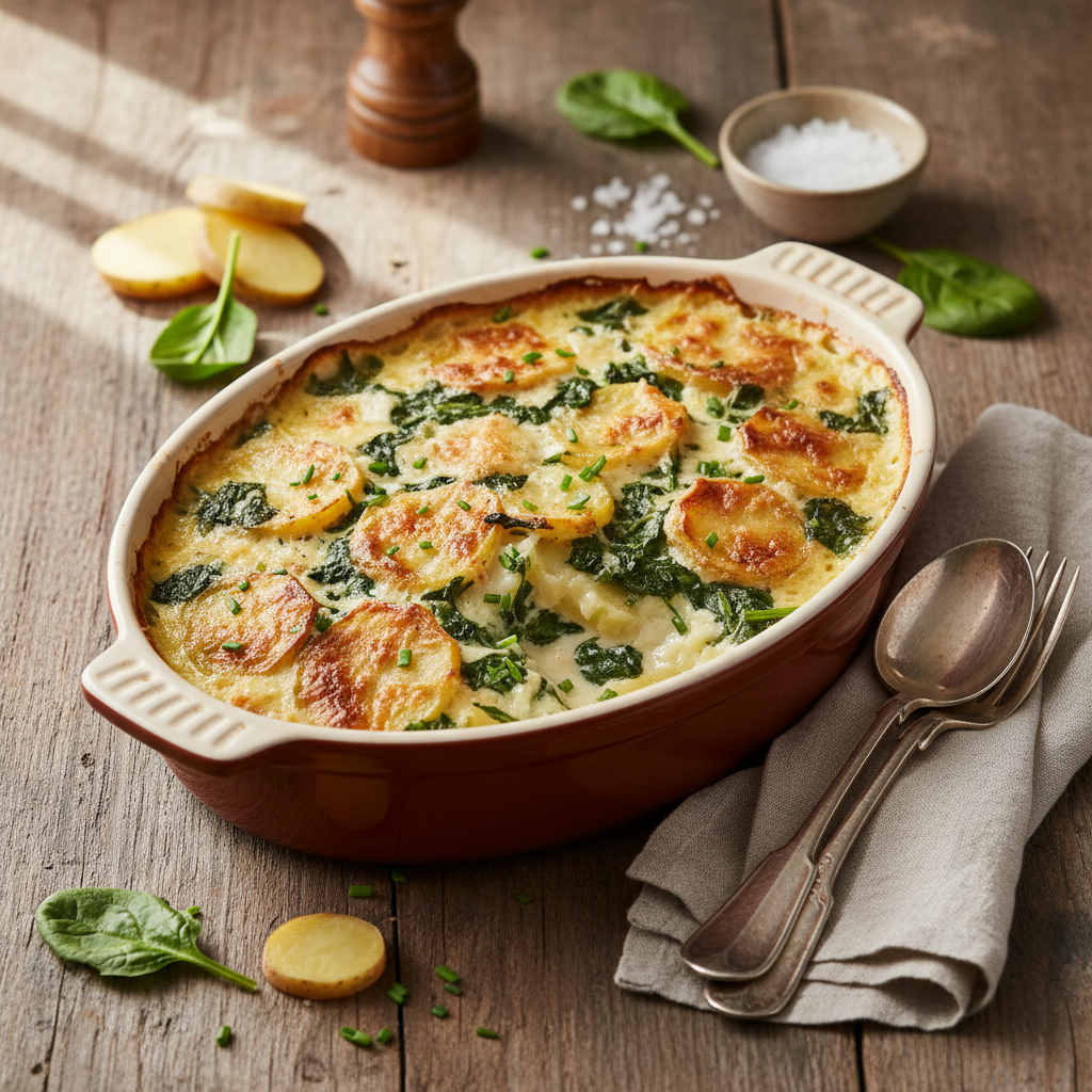 Gratin de Pommes de Terre aux Épinards
