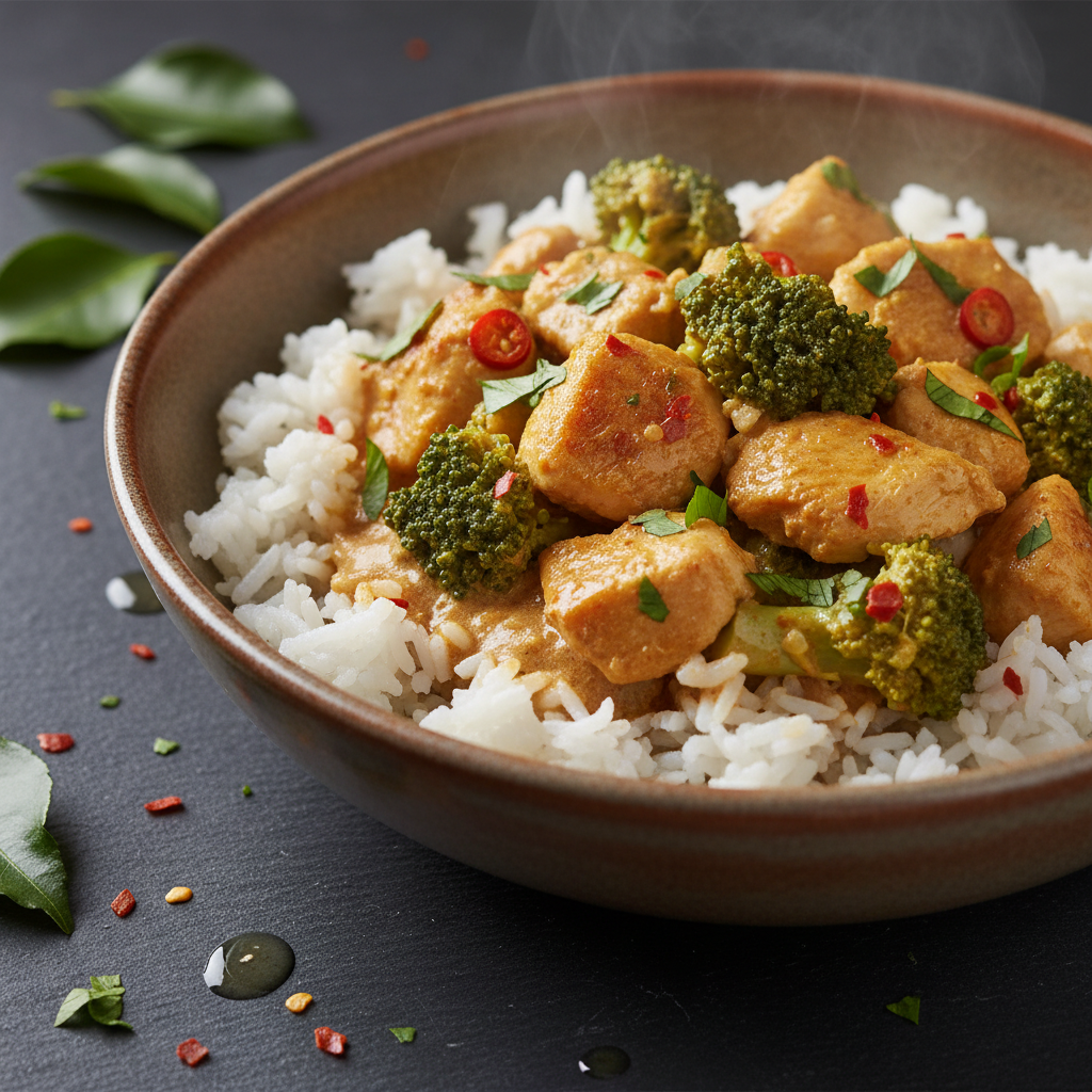 Curry asiatique poulet brocoli riz