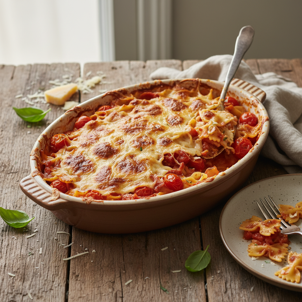 Gratin de Farfalles aux Tomates et Gruyère