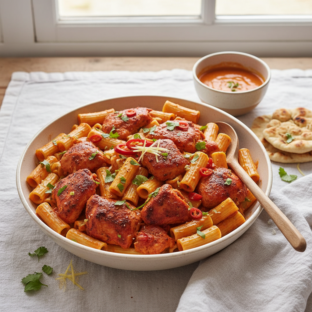 Poulet tandoori et pâtes crémeuses