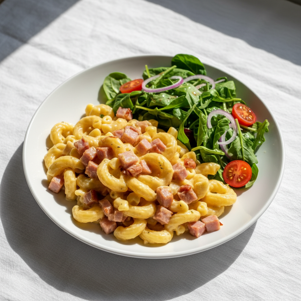 Jambon Fromage Pâtes Crème et Salade