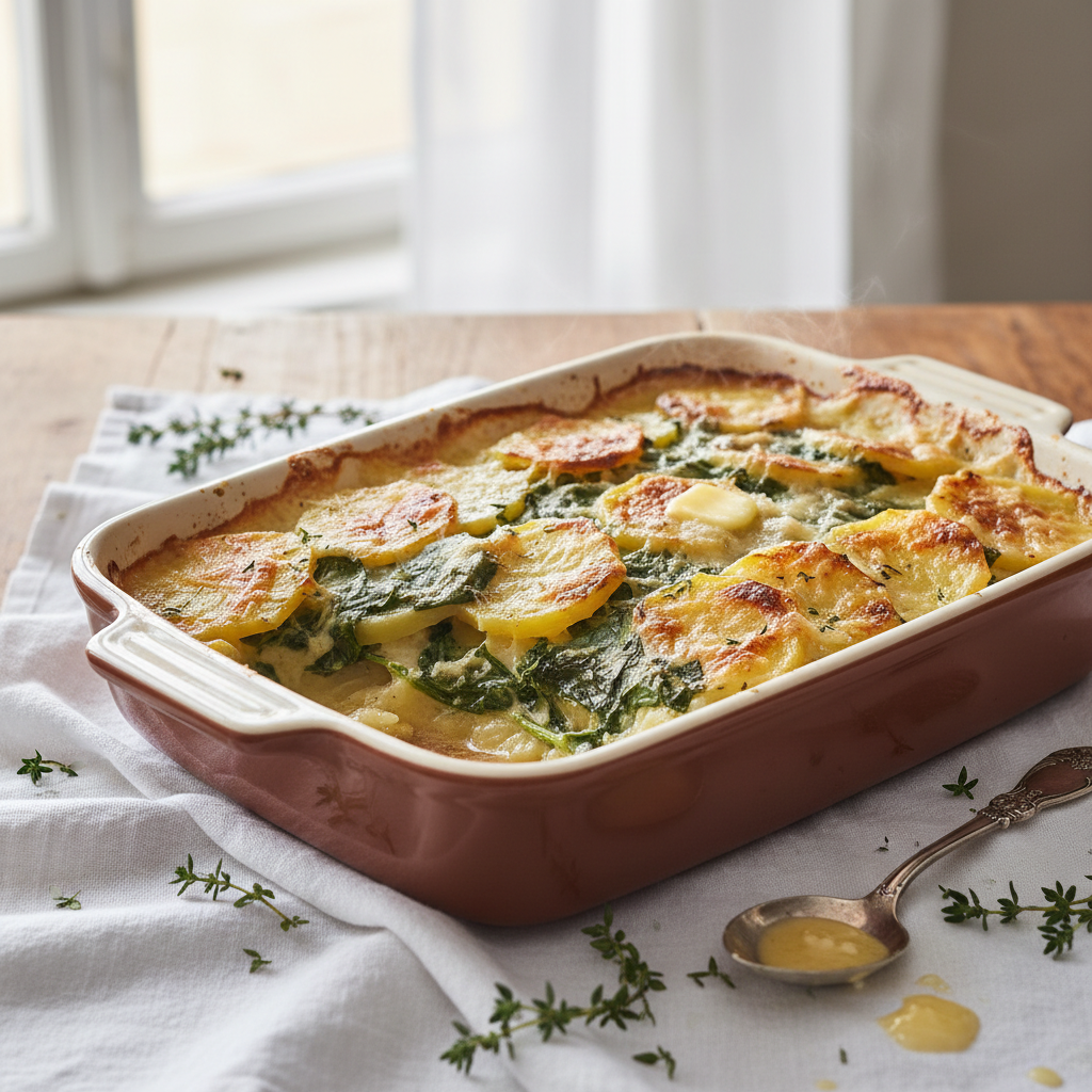 Gratin de Pommes de Terre aux Épinards