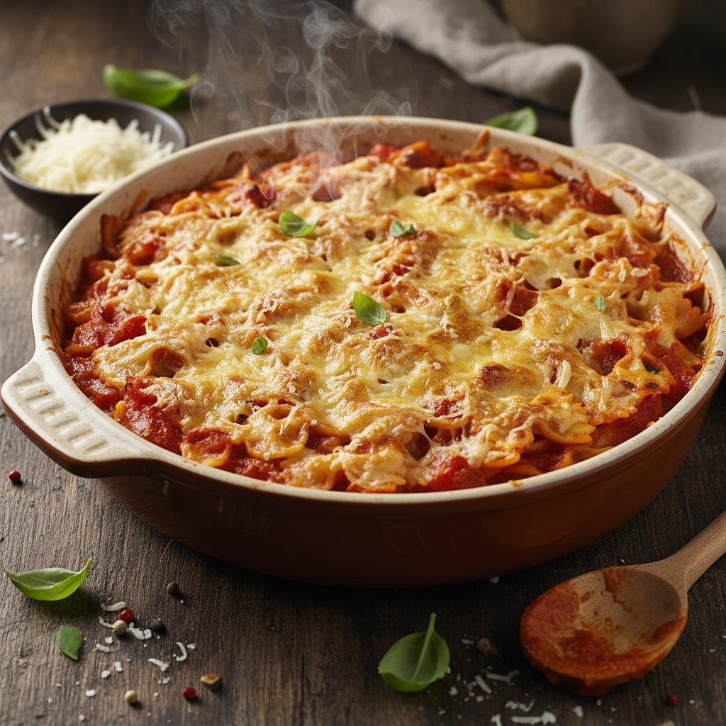 Gratin de Farfalles aux Tomates et Fromage