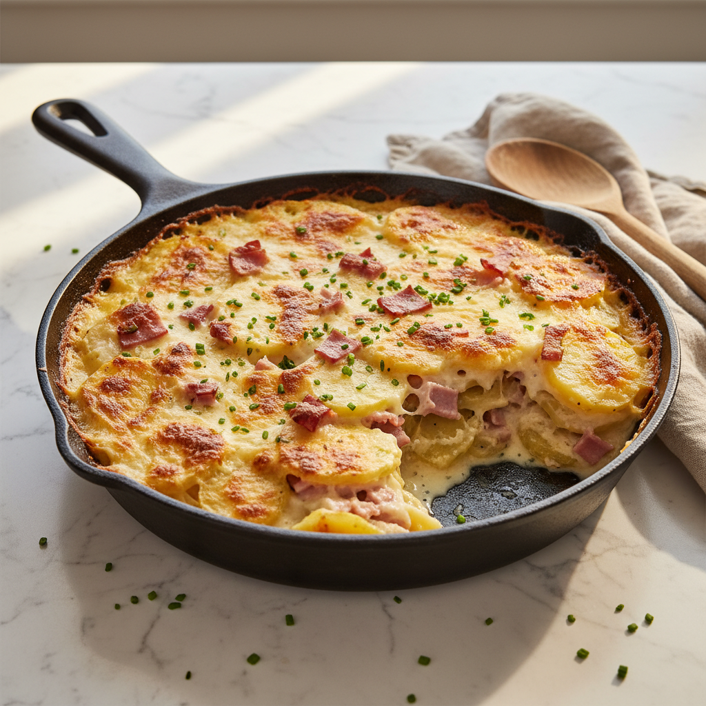 Gratin de pommes de terre et jambon sans gluten
