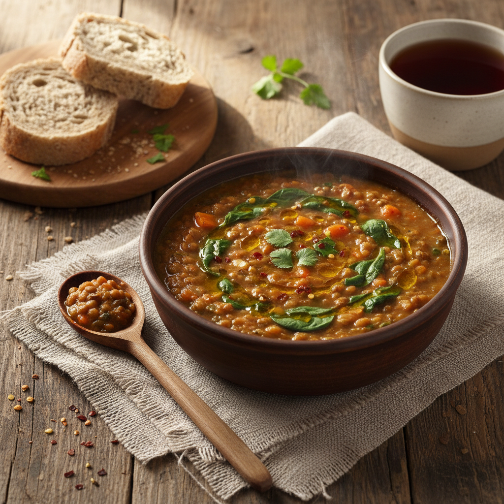 Soupe de Lentilles aux Épinards
