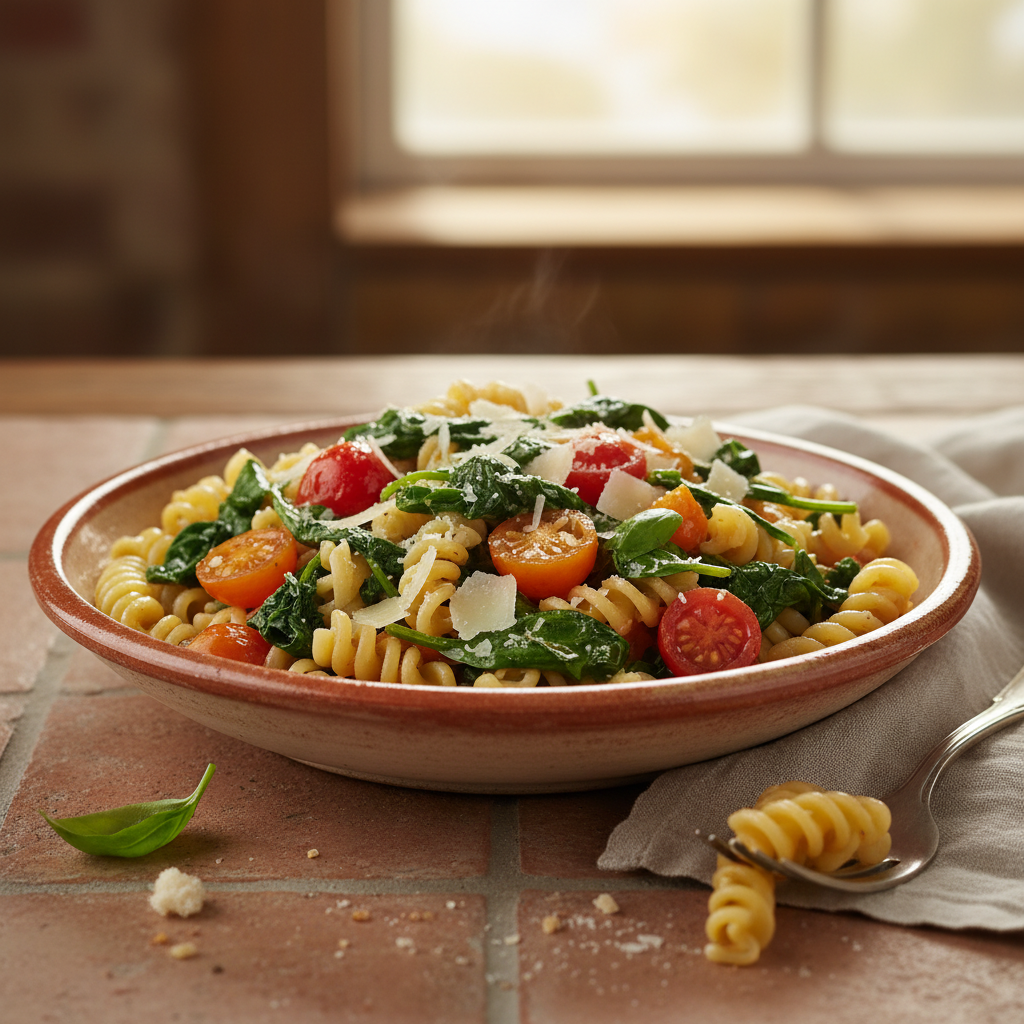 Pâtes Italiennes aux Épinards et Tomates