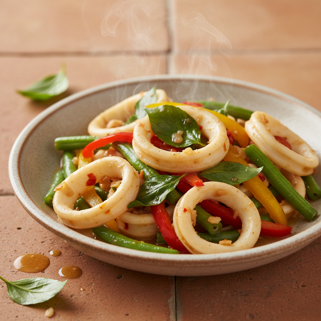 Poêlée de calamars à la thaïlandaise au basilic