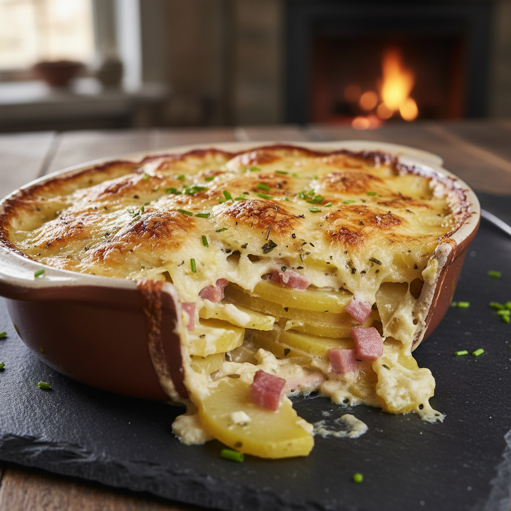 Gratin de pommes de terre et jambon