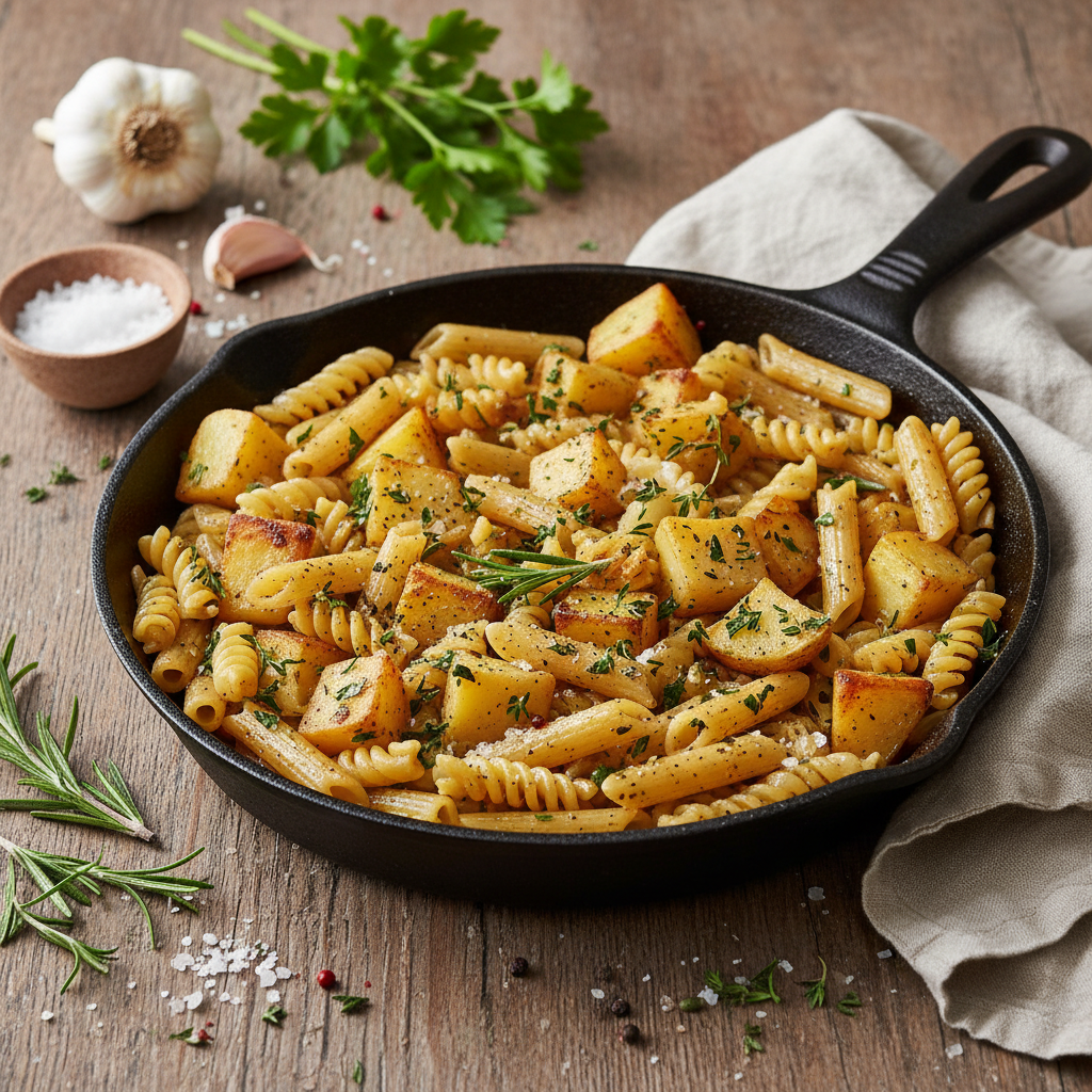 Pâtes Poêlées aux Pommes de Terre et Herbes