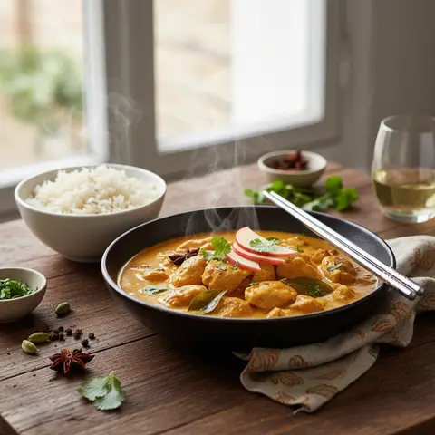 Hähnchen-Curry mit Äpfeln (asiatisch-französische Fusion)