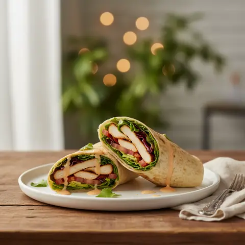 Wraps mit gegrilltem Hähnchen und frischem Salat