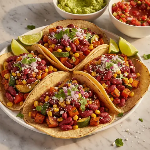 Mexikanische Tacos mit Bohnen und Gemüse