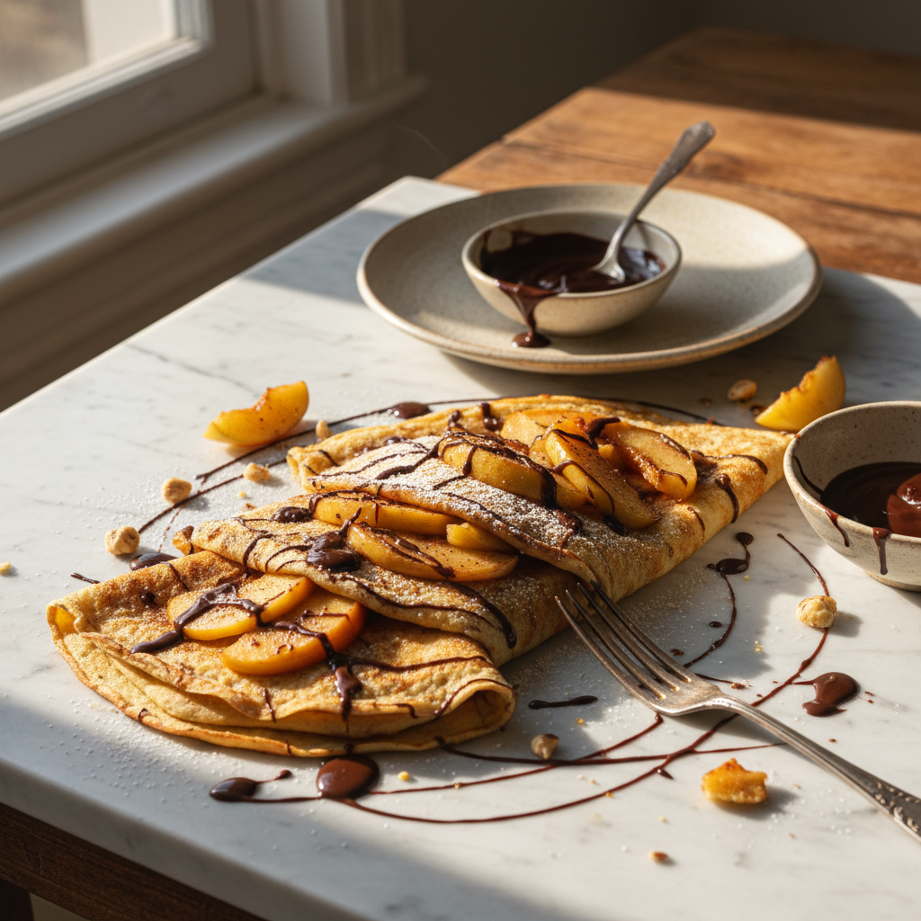 Crêpes aux Pommes et Chocolat