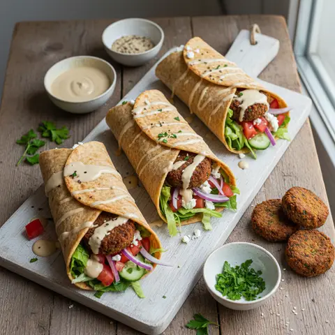 Mediterraner Wrap mit hausgemachten Falafeln