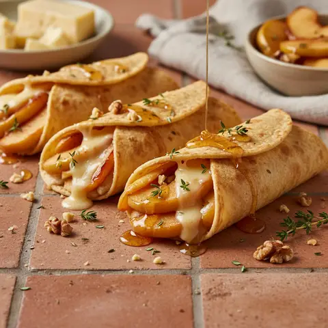 Wraps with Roasted Apples and Cheese