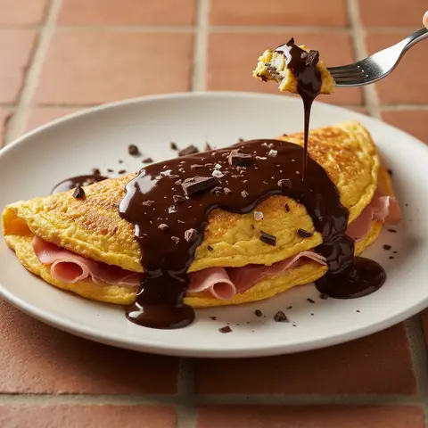 Omelette Schinken-Schokolade (süße Version)