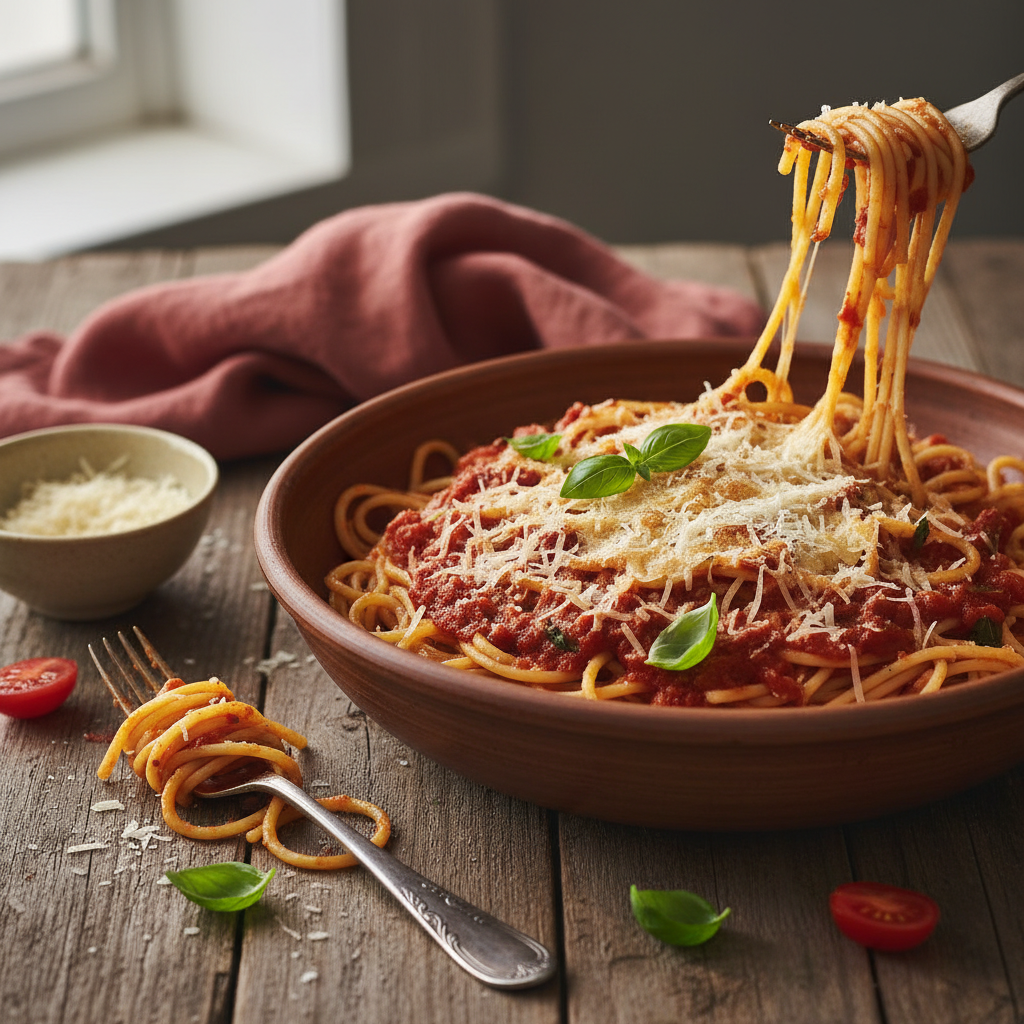 Spaghettis à la Tomate et Fromage
