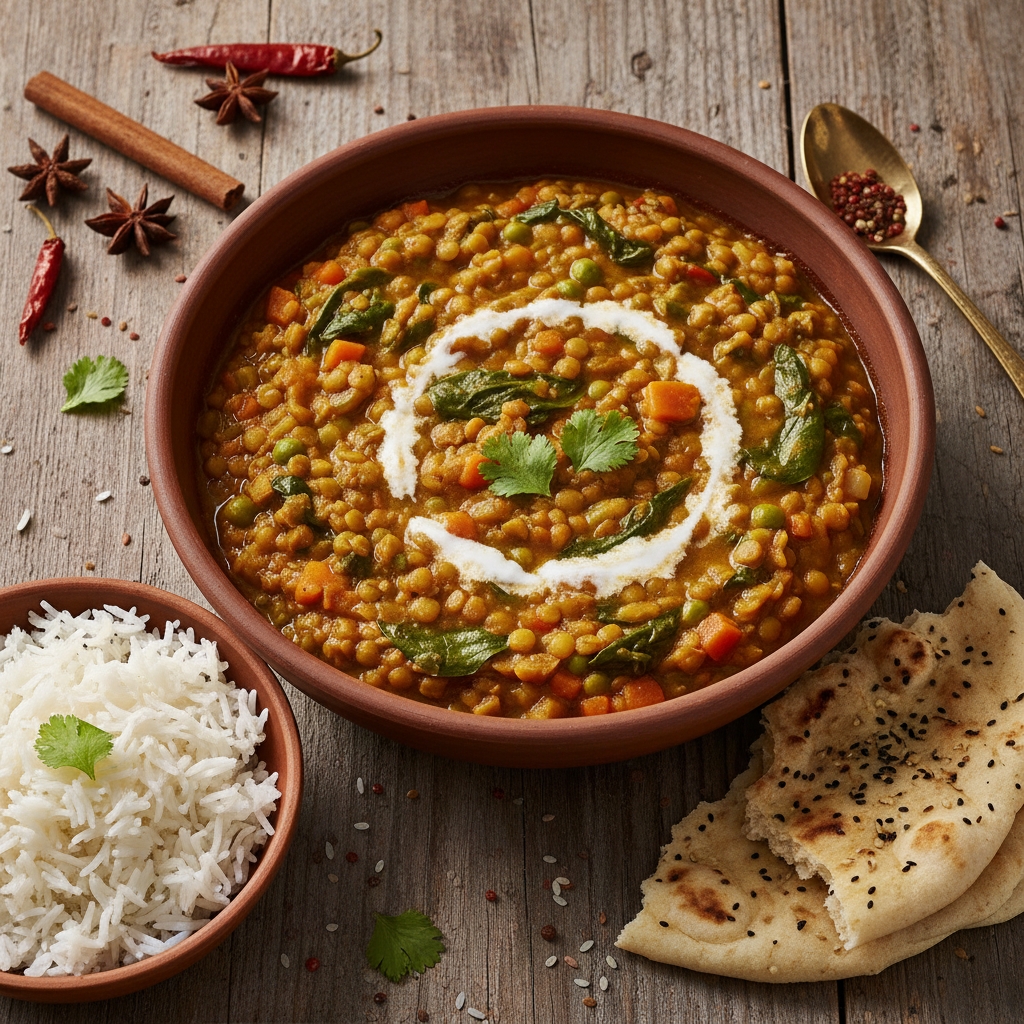 Curry indien de lentilles et épinards (Palak Dal)