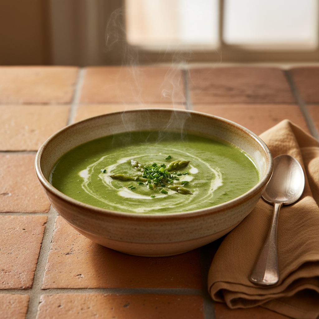 Soupe crémeuse épinards-asperges