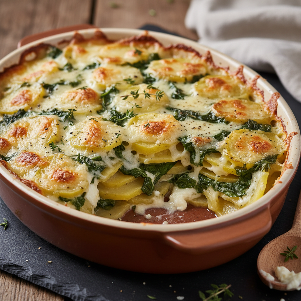 Gratin de Pommes de Terre aux Épinards