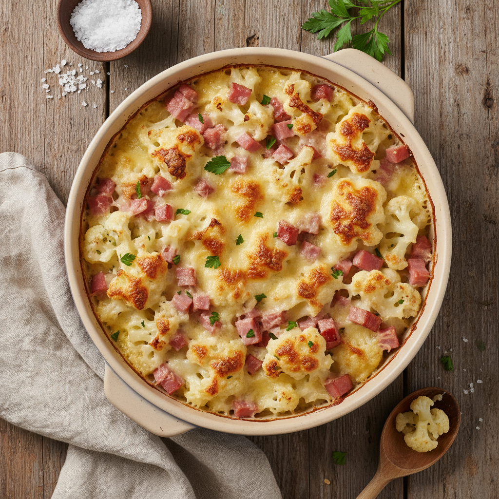 Gratin de Chou-fleur et Jambon