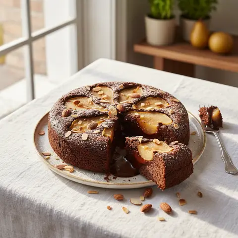 Chocolate-Pear Moelleux with Almonds