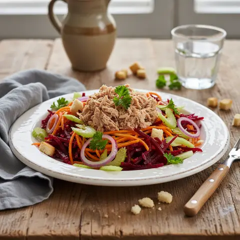 Mixed Salad with Tuna, Beets, and Carrots