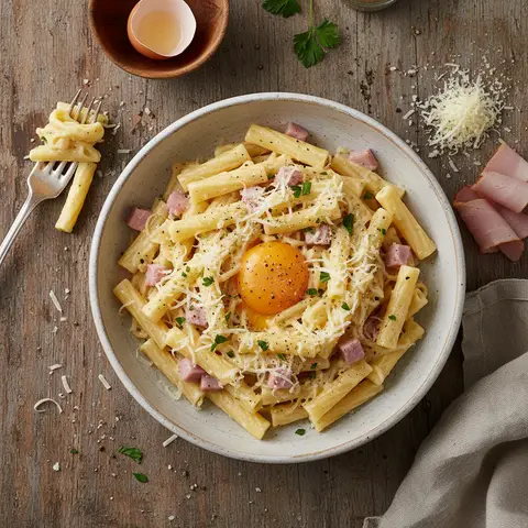 Vereinfachte Carbonara-Nudeln